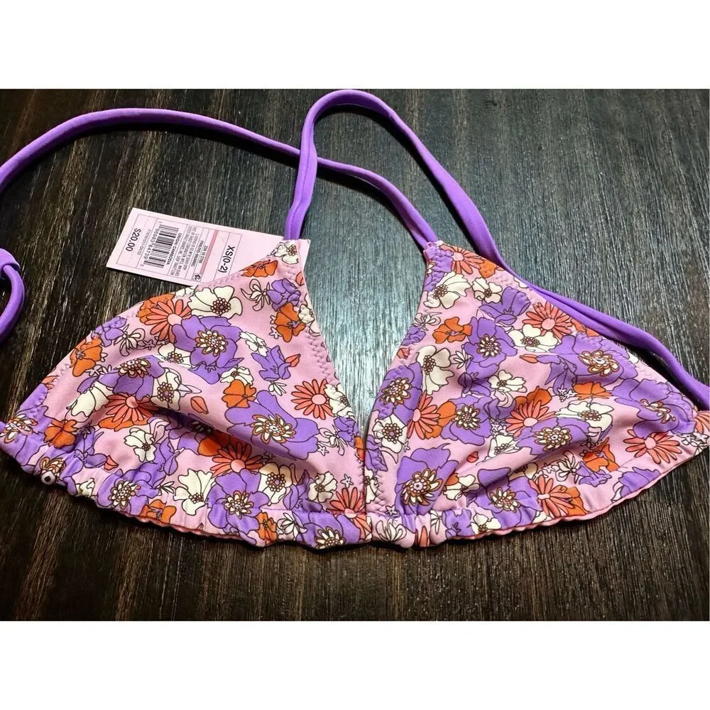 Wild Fable NWT size XS floral bikini top reversible pink purple